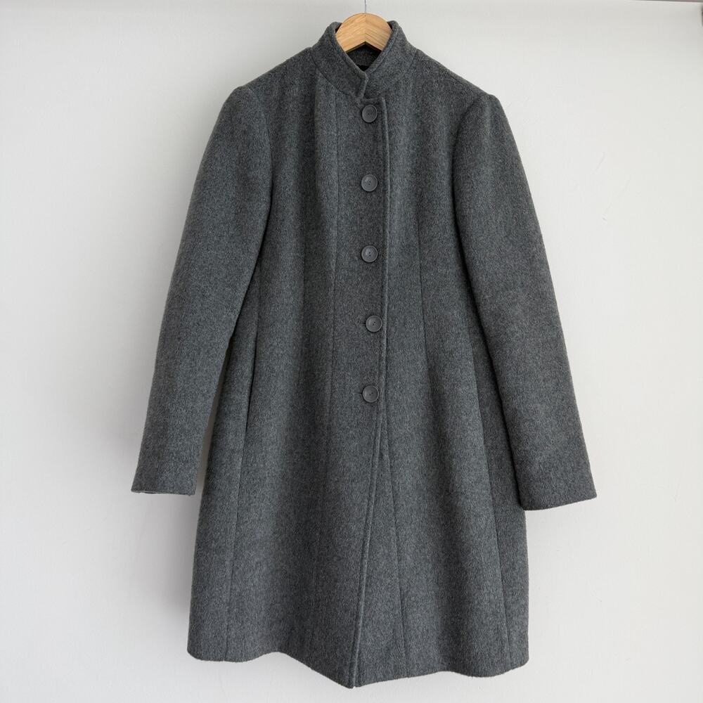 Armani Jeans Wool Blend Pea Coat Womens 6 Gray Tailored Minimalist Quiet Luxury